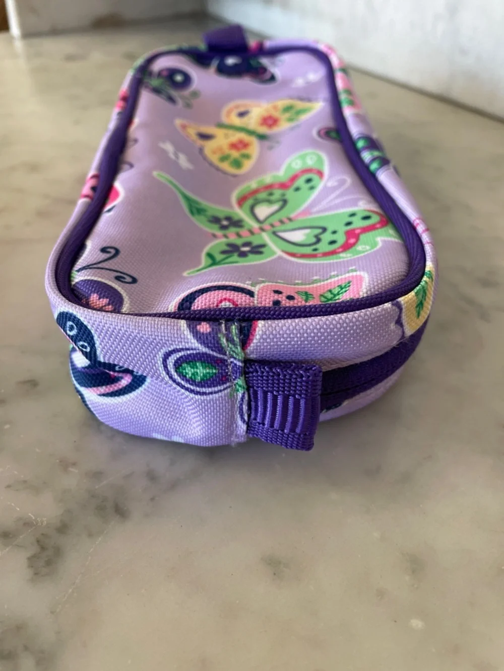 POTTERY BARN KIDS Mackenzie Lavender Butterfly Pencil Case Pouch Purple Trim